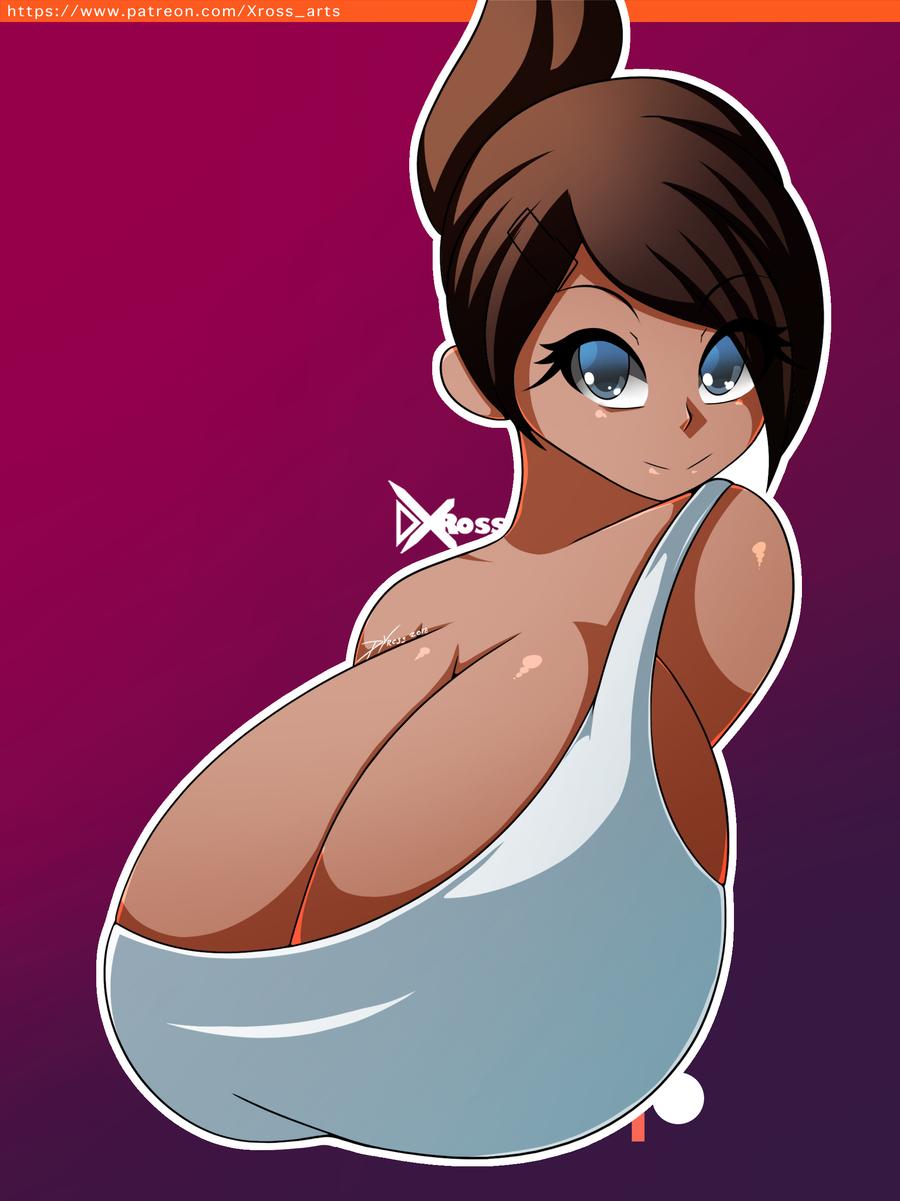 1girls aoi_asahina asahina_aoi bare_shoulders big_breasts blue_eyes brown_hair bust_portrait busty d-xross danganronpa dark-skinned_female female female_only gigantic_breasts huge_breasts large_breasts looking_at_viewer solo solo_female straight_hair tank_top