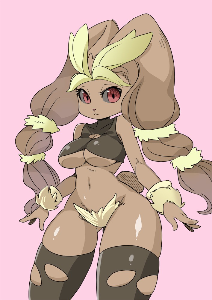 anthro breasts crop_top lopunny pokémon_(species) pokemon pokemon_(species) ripped_clothing shepherd0821 underboob