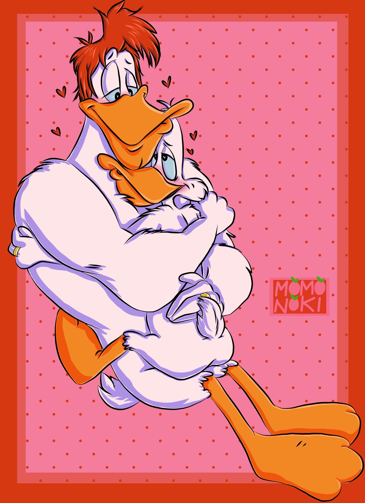 <3_eyes anatid anseriform anthro avian bird blush darkwing_duck disney drake_mallard duck ducktales_(2017) duo embracing gay hand_on_butt heart hi_res hug launchpad_mcquack male male/male male_only married_couple momonoki23 nude ring sex spread_legs spreading