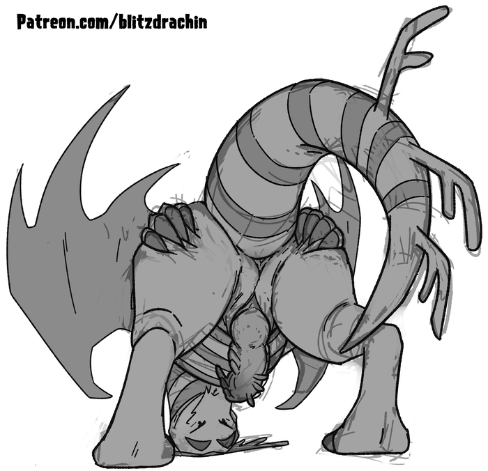 american_dragon:_jake_long anthro anus ass blitzdrachin blush conditional_dnp disney disney_channel dragon erection fred_nerk genitals half-closed_eyes looking_at_viewer male male_only monochrome narrowed_eyes patreon penis pinup pose presenting presenting_hindquarters semi-anthro solo solo_male text unfinished url