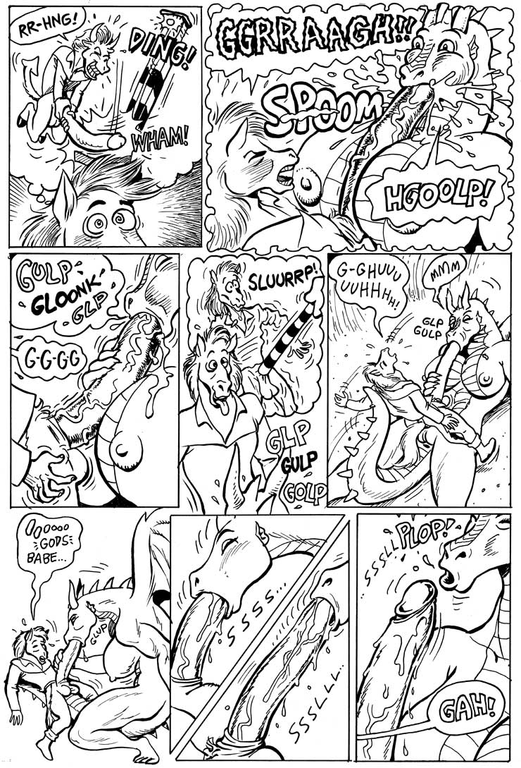 anthro areola balls big_breasts big_penis breast_fondling breast_grab breasts comic cum cum_in_mouth cum_inside dialog dragon english_text equine erect_nipples erection eye_contact fellatio female fondling gustav hair here_there_be_dragons horn horse huge_breasts huge_cock karno looking_at_another male monochrome mouth necklace nipples nude open_mouth oral oral_sex orgasm paizuri penis pussy sex smile straight text zashy