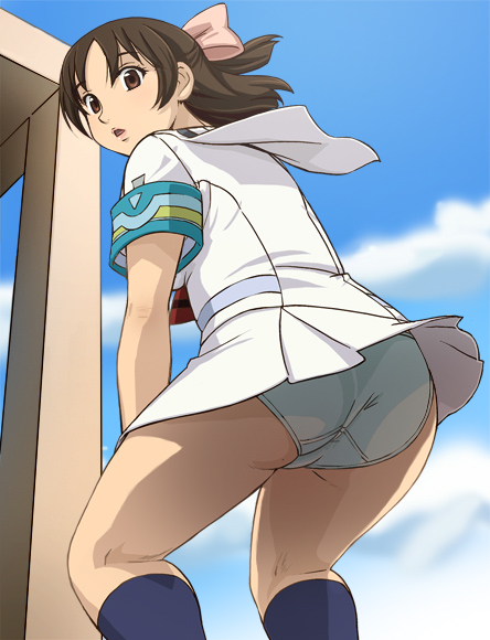 aoi_minamo ass bow brown_eyes brown_hair clothing fully_clothed haruyama minamo_aoi panties pantyshot rd_sennou_chousashitsu real_drive skirt underwear