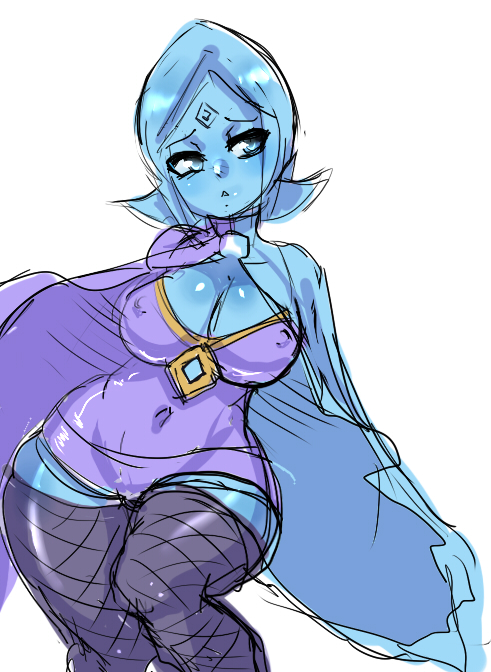 armless, breasts, color, confused, curvy, female, female only, fi, huge breasts, large breasts, maniacpaint, skyward sword, solo, stockings, the legend of zelda, thick thighs, thighhighs, tight clothes, uncensored, wide hips
