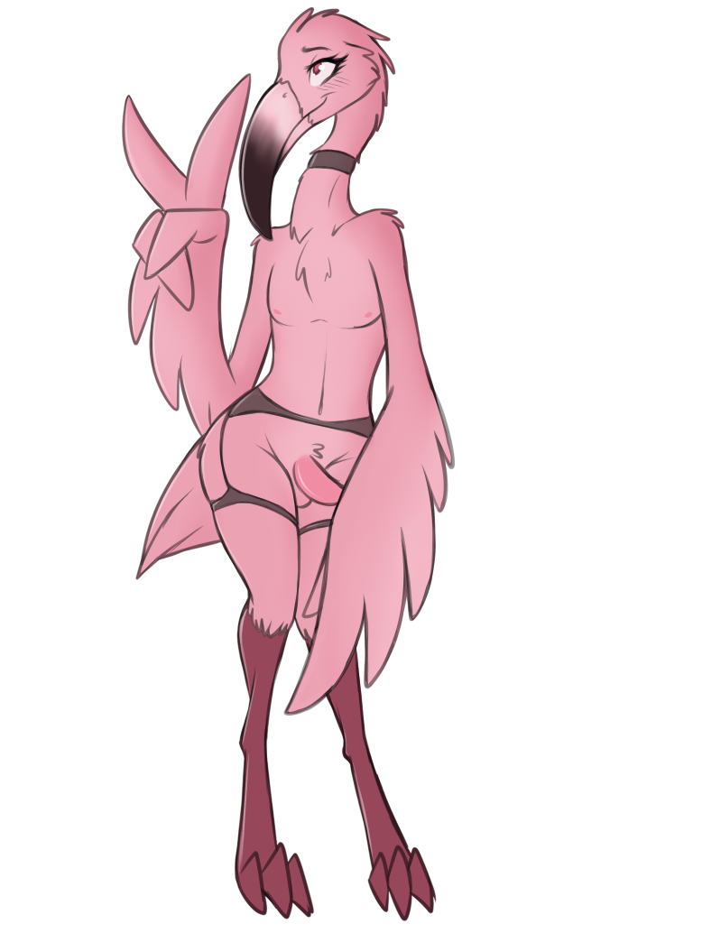 1boy 2019 anthro avian bird clothing evilymasterful flamingo genitals male male_only penis solo