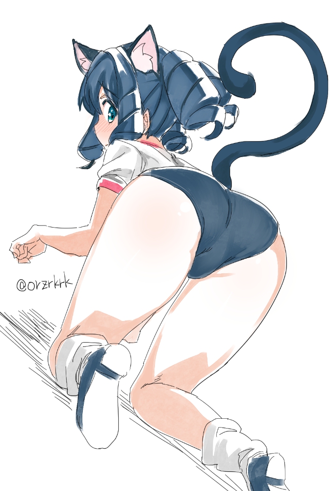 ass ass_focus bloomers blush buruma butt cat_ears cat_tail catgirl cyan_(show_by_rock!!) cyan_hijirikawa dat_ass gym_uniform petite petplay roleplay show_by_rock!! teenager