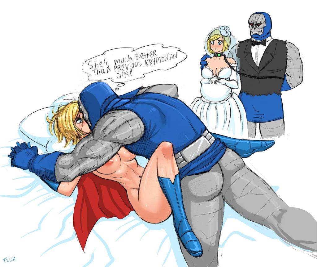 1boy 1girls aroused athletic_female bad_end big_breasts blonde_hair blue_eyes breasts breeding_slave bridal_dress bride captured captured_heroine captured_superheroine clothing collar darkseid dc dc_comics defeated defeated_heroine defeated_superheroine dialogue enemies female fit_female flick forced_kiss groom hand_holding husband_and_wife impregnation interlocked_fingers interspecies karen_starr kissing kissing_while_penetrated large_breasts larger_male leash light-skinned_female male marriage married_couple mature_female mature_male missionary_position navel nipples on_back penetration pinned pinned_down power_girl pregnant pregnant_bride questionable_consent rape restrained restraints sex sex_slave short_hair size_difference slim_waist smaller_female spread_legs superheroine superman_(series) supervillain thick_thighs vaginal_penetration wedding_dress wide_hips