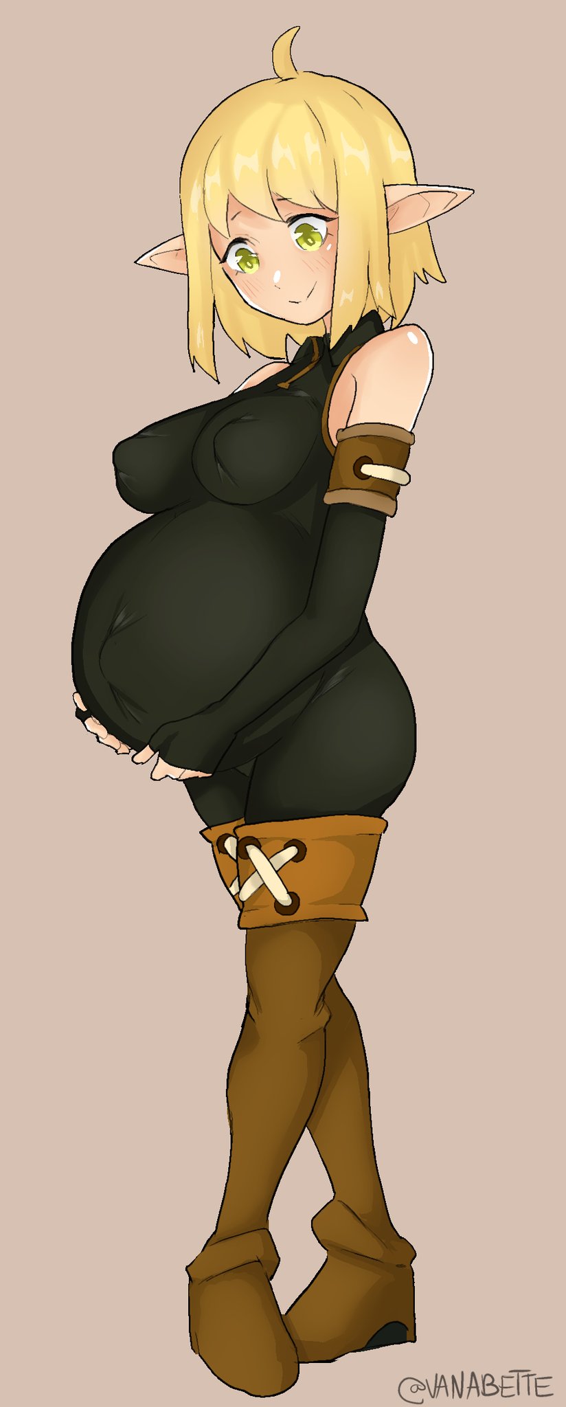 1girls, big breasts, breasts, canon pregnancy, cleavage, evangelyne, female, female only, huge belly, large breasts, nipple bulge, pregnant, ready to pop, solo, vanabette, wakfu, wholesome