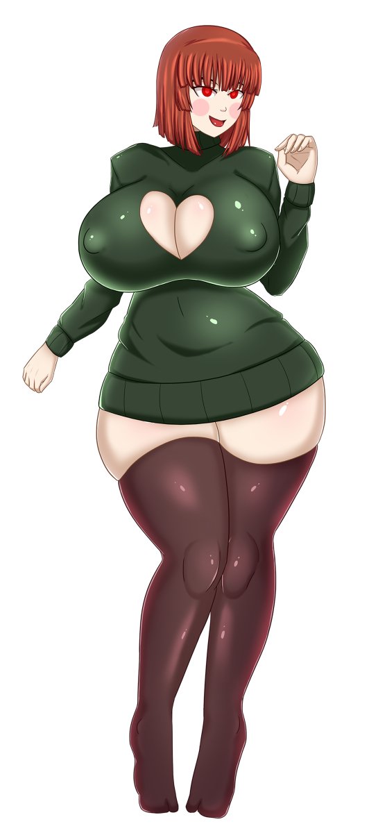 big_thighs breasts chara cherk fae-sama huge_breasts simple_background tagme undertale white_background