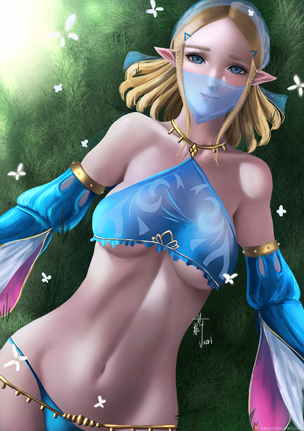 1girls belly belly_dancer belly_dancer_outfit blonde_hair bob_cut breath_of_the_wild dancer_outfit demigoddess detached_sleeves female gerudo_link_(cosplay) gerudo_outfit gerudo_outfit_zelda gerudo_top gerudo_veil grass harem_girl harem_outfit hylian large_breasts looking_at_viewer lying_on_back nintendo pointy_ears princess_zelda royalty tears_of_the_kingdom the_legend_of_zelda underboob veil weisart zelda_(tears_of_the_kingdom)