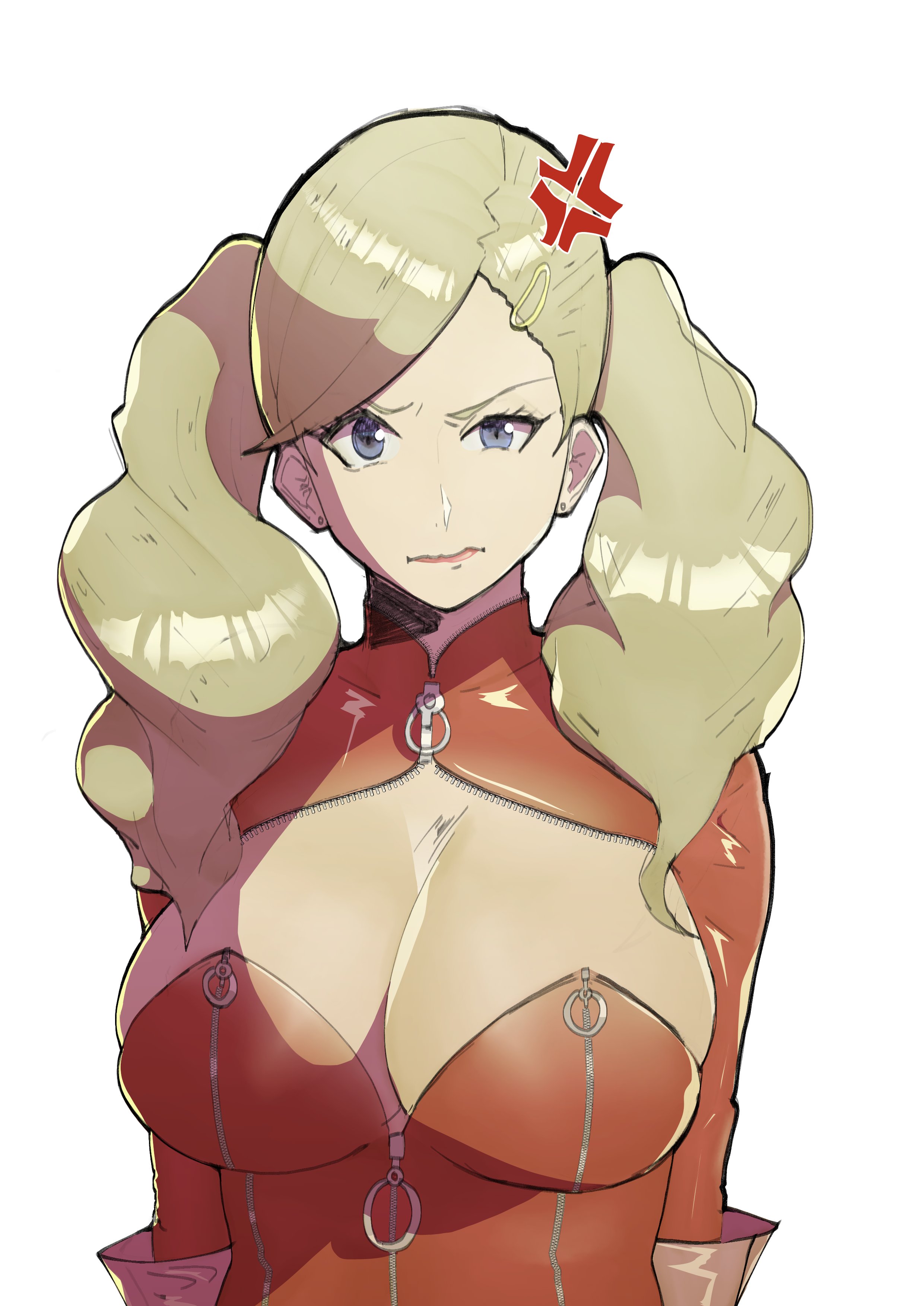 1girls, ann takamaki, doublehero, female, persona, persona 5, phantom thief suit, simple background, tagme, white background