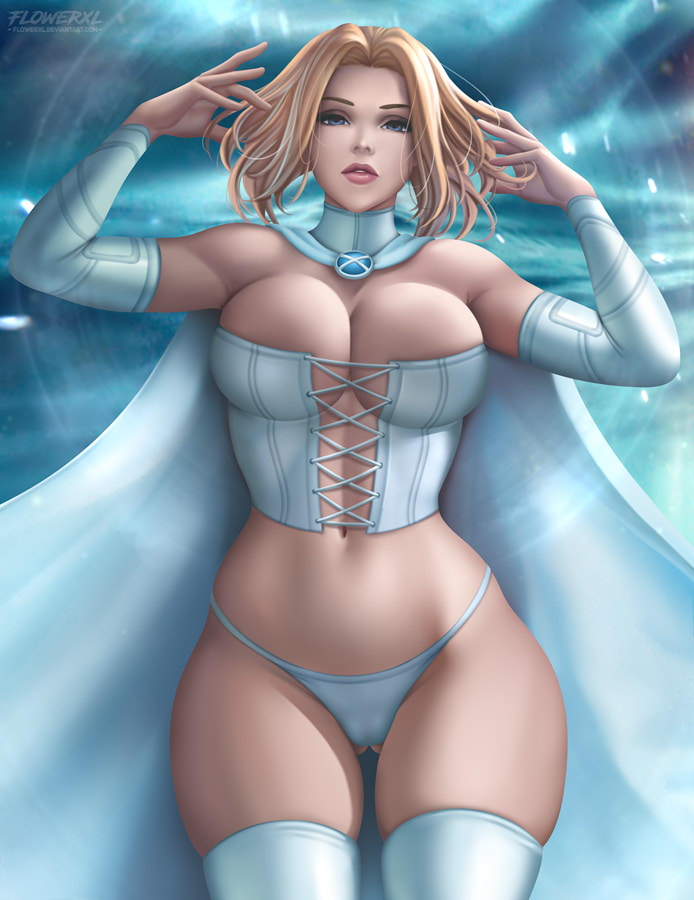 1girls, arm stockings, ass visible through thighs, big breasts, bra, breasts, bustier, cape, cleavage, corset, emma frost, female, female only, flowerxl, full cleavage, large breasts, lingerie, marvel, marvel comics, mutant, navel, panties, platinum blonde hair, solo, solo female, suggestive, tagme, thick thighs, thighs, thong, underwear, white lingerie, white queen, wide hips, x-men