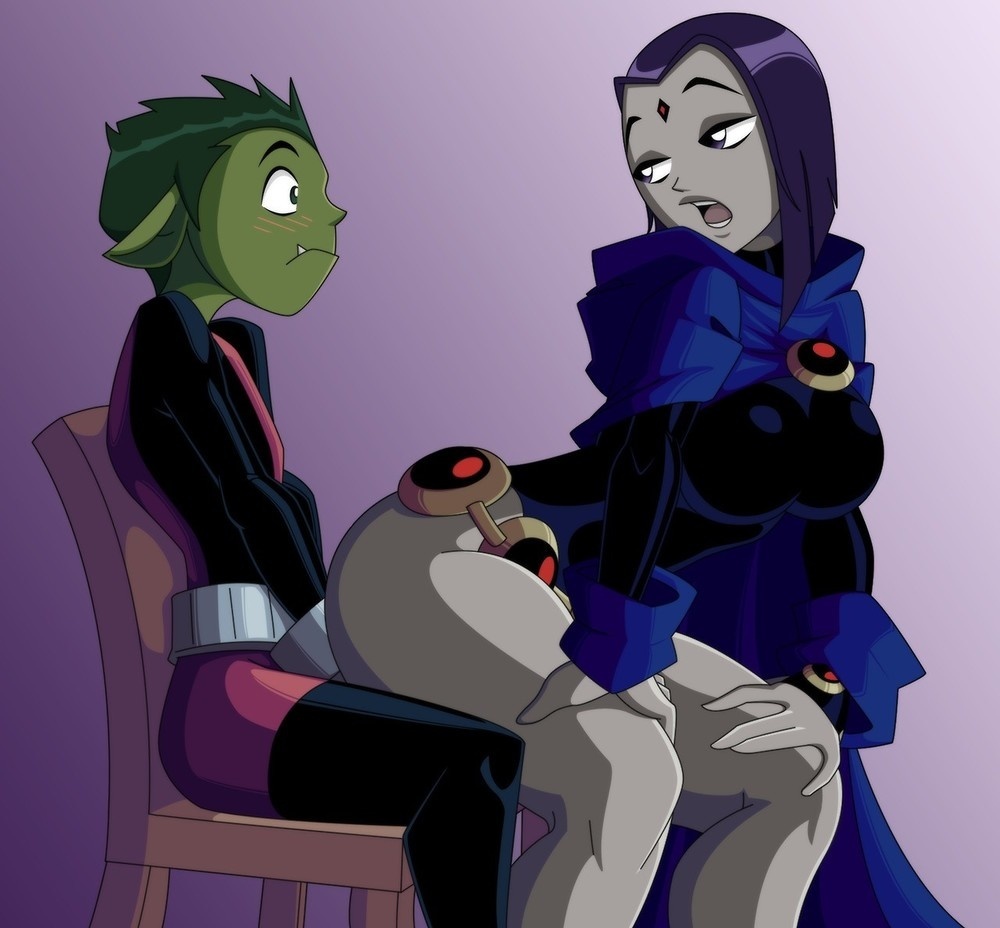 1boy 1girls beast_boy busty cape cloak clothing colored curvy_hips dc dc_comics female green_skin grey_skin lap_dance lap_sitting large_ass larger_female looking_back male outerwear rachel_roth raven_(dc) ravenravenraven reverse_cowgirl_position seductive size_difference smaller_male teen_titans thick_thighs