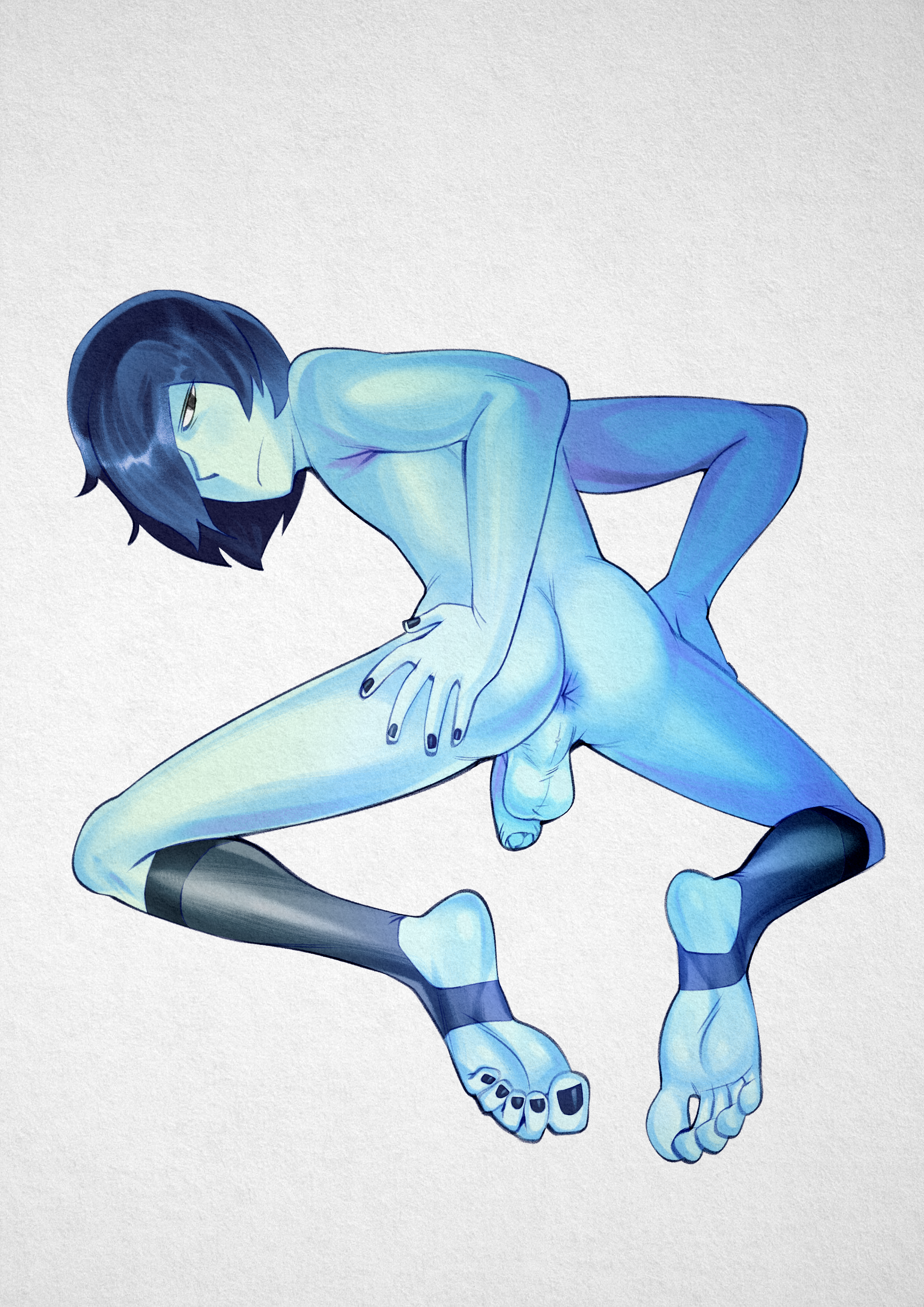 2023, ass, commission, deltarune, femboy, kris (deltarune), male, male only, painted nails, painted toenails, presenting, presenting anus, presenting ass, presenting hindquarters, solo, solo focus, solo male, stirrup legwear, stirrup socks, stirrups, tagme, twink, xu53r