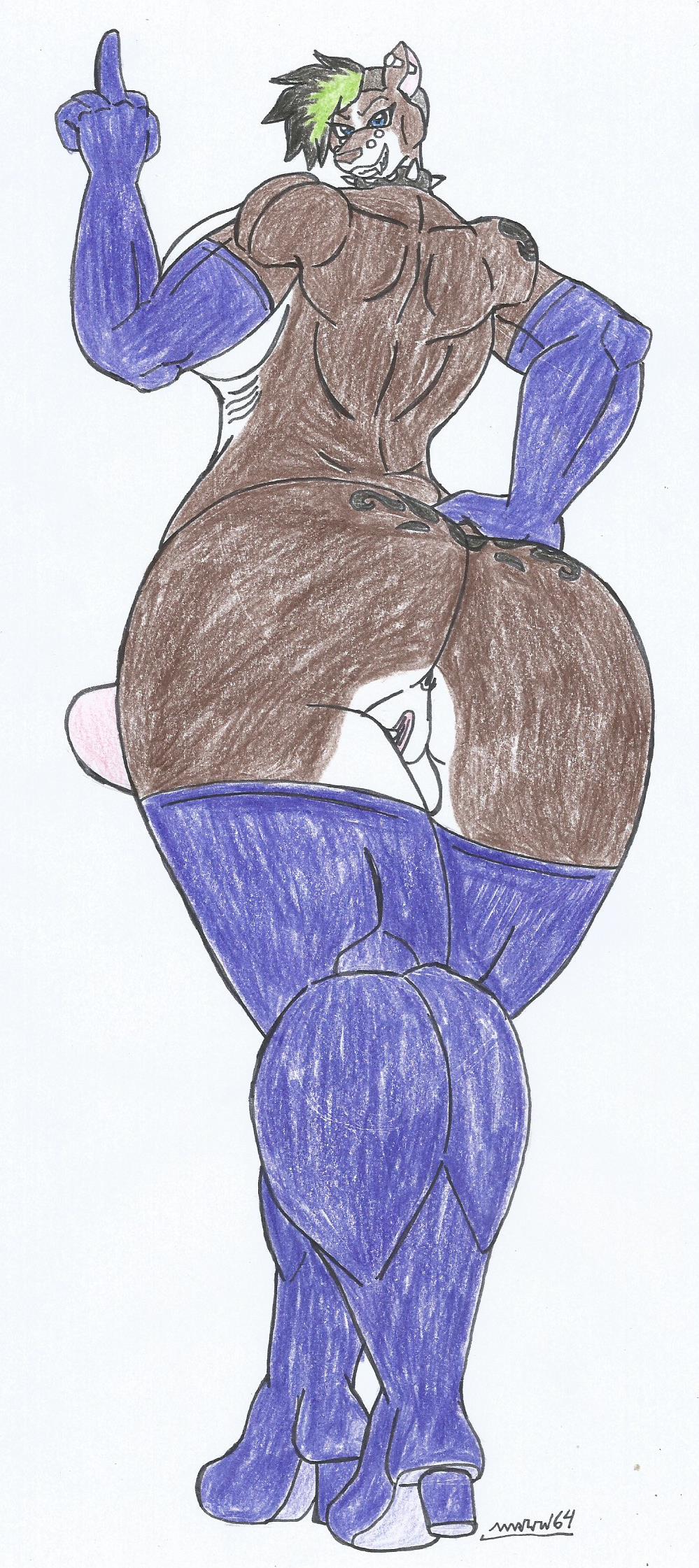 1futa anthro big_ass big_breasts big_penis black_hair blue_eyes bony_hott_(waifuland) brown_body brown_fur dat_ass dickgirl dog_girl ear_piercing furry green_hair high_heel_boots highlights_(coloring) long_boots long_gloves looking_back_at_viewer marlon64 middle_finger mohawk_(hairstyle) muscular_anthro muscular_futanari naked_boots naked_futanari naked_gloves naughty_face nose_piercing pit_bull punk_girl pussy_piercing shemale showing_ass showing_off showing_off_ass smiling_at_viewer spiked_collar tattoo_on_arm tattoo_on_ass traditional_drawing_(artwork) waifuland white_background white_fur