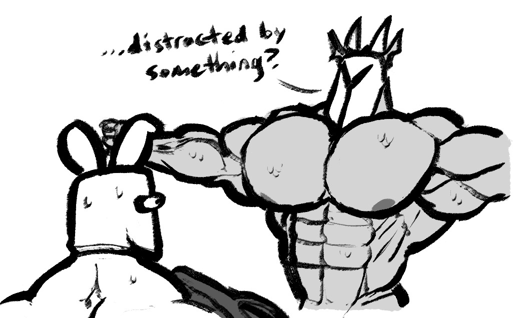 2boys abs armor biceps big_muscles big_pecs bunny bunny_ears dragon gay helmet male male/male male_only monochrome muscle muscles muscular_arms muscular_male muscular_male_only muscular_males nude pecs rabbit rg01 rg01_(undertale) rg02 rg02_(undertale) ripped-saurian royal_guard_(undertale) royal_guard_1 royal_guard_2 super_gay undertale