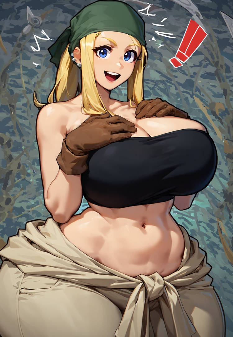 ai_generated anime bandana big_breasts blonde_hair blonde_hair_female blue_eyes busty civitai clothed clothed_female curvy curvy_body curvy_female curvy_figure detailed_background deviantart earrings fullmetal_alchemist fullmetal_alchemist_brotherhood gloves grabbing_own_breast hands_on_thighs hourglass_figure huge_breasts long_hair looking_at_viewer pants ponytail smile smiling_at_viewer sports_bra thick_thighs thunder_thighs thunderthighs winry_rockbell