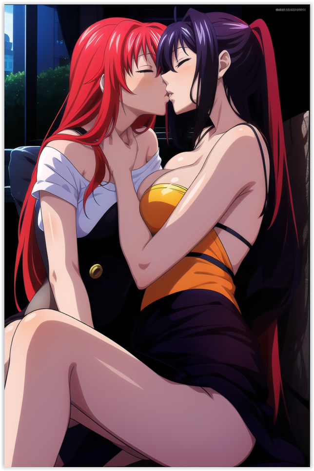 2females 2girls 2women ai_generated akeno_himejima high_school_dxd lesbian_couple lesbian_kiss lesbian_sex lovers rias_gremory sapphic yuri yuri yuri