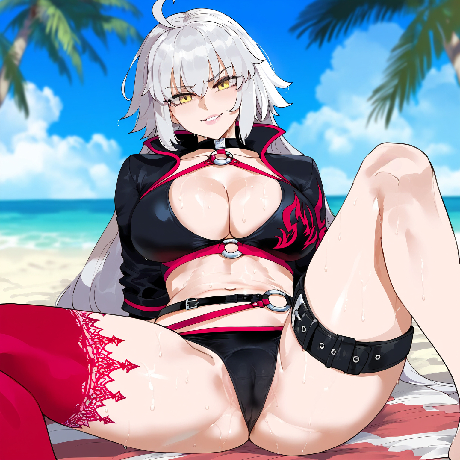 1girls, ai generated, creamy ai, fate (series), fate/grand order, female, jeanne alter, light skin, light-skinned female, looking at viewer, smiling at viewer, solo, tagme, white hair