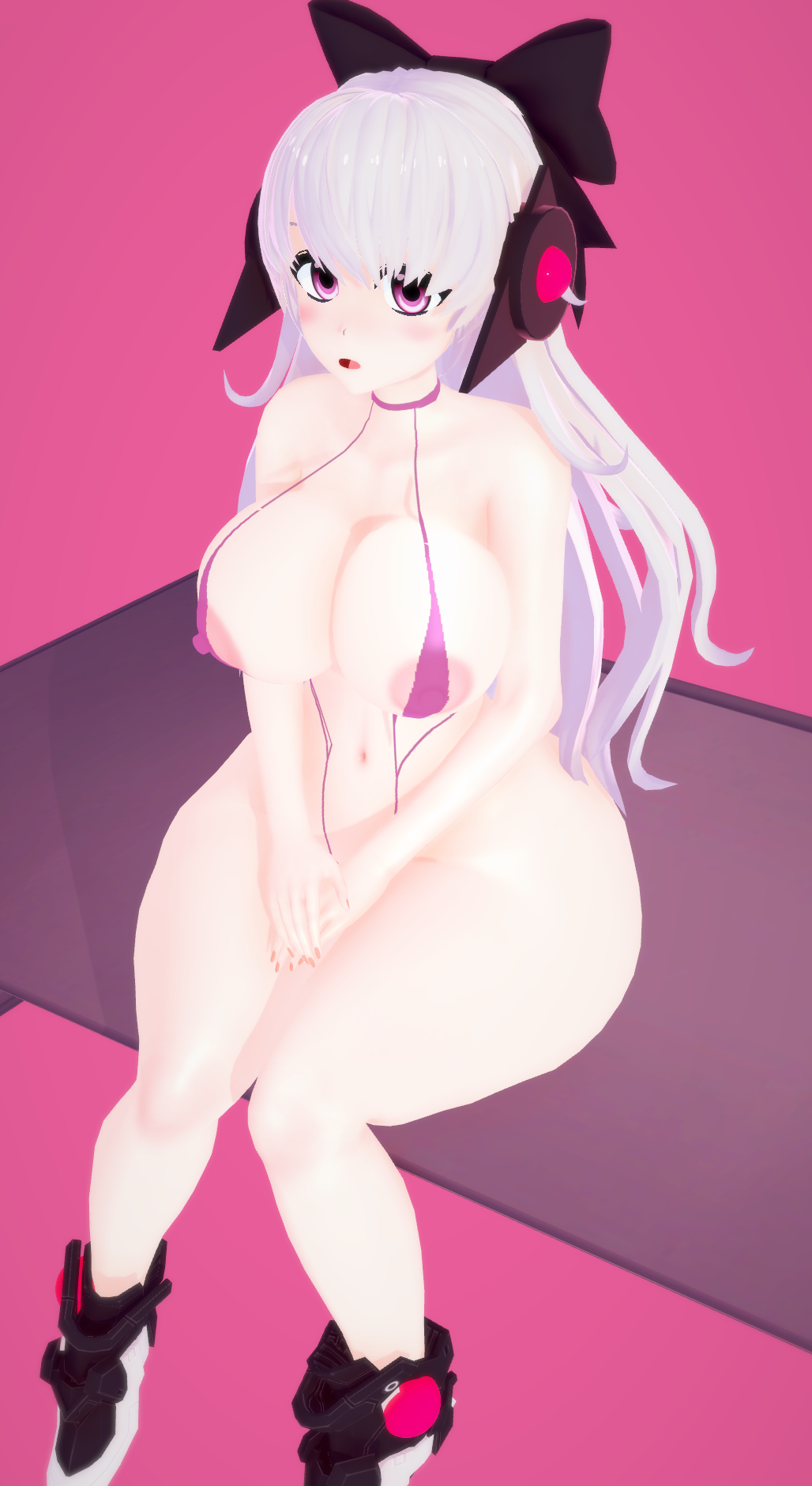 1girls 3d ass belly blush bow breasts child_bearing_hips color covering_crotch crossed_arms dankerlordx digital_media_(artwork) earpiece erect_nipples firm_breasts galaxy_gals huge_breasts koikatsu large_breasts light_skin long_hair looking_at_viewer nipple_peek nipples nude nyanko_daisensou open_mouth pegasa_(battle_cats) pink_eyes pink_nipples shoes shortstack sitting string_bikini teenager the_battle_cats thick_ass thick_thighs thighs thunder_thighs tight_clothing white_hair wide_hips