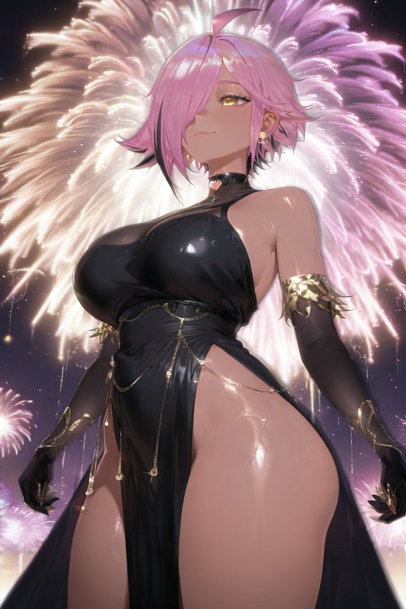 ai_generated ass big_ass big_breasts black_dress blush breasts breasts_out christmas female female_only holidays neneefthy pink_hair solo solo_female thick_ass thick_thighs thighs twitch twitch.tv twitter youtube youtube_hispanic youtuber