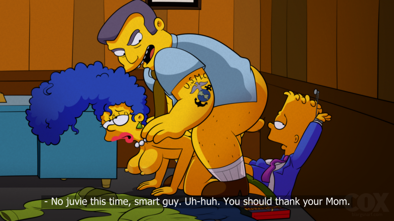 bart_simpson blargsnarf clothed_male_nude_female clothed_sex cuck cuckold cum_in_pussy cum_inside doggy_style don_brodka human human_only humiliation marge_simpson motherly_cuckold onlooker punishment security_guard son_cuck straight suit the_simpsons tie usmc