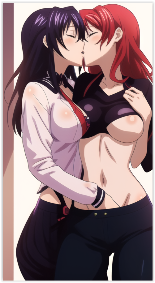 2females 2girls 2women ai_generated akeno_himejima erotis girl_on_girl high_school_dxd lesbian_couple lesbian_domination lesbian_kiss lesbian_sex lovers rias_gremory sapphic yuri yuri yuri