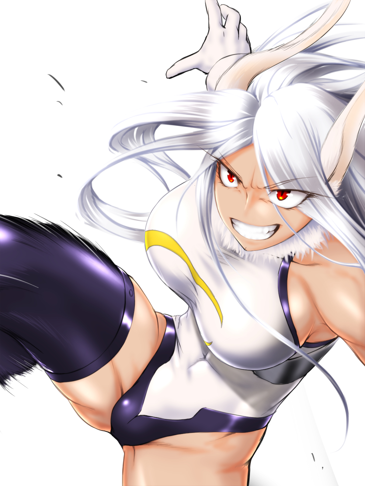 1girls, bodysuit, breasts, female, hero outfit (mha), long hair, milf, miruko, muscles, muscular, muscular female, muscular legs, muscular thighs, my hero academia, pussy, pussy bulge, rabbit ears, rabbit girl, red eyes, rumi usagiyama, skin tight, solo, thighhighs, ticuwabu2gou, very long hair, white background, white hair