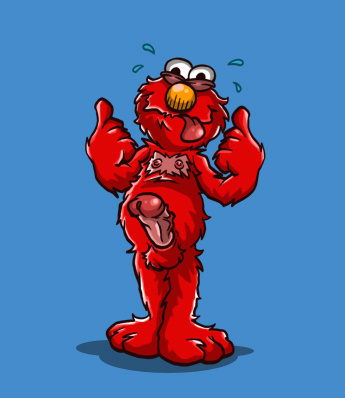 elmo male male_only nipples red_body red_fur sesame_street sweating tagme what