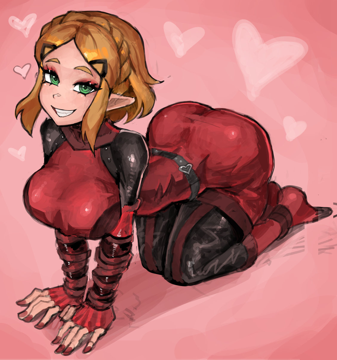 1girls, 2026, big ass, big breasts, female, female only, green eyes, hearts, looking at viewer, nintendo, princess zelda, saiykik, tears of the kingdom, the legend of zelda, tight clothing, yiga clan, yiga zelda, zelda (tears of the kingdom)
