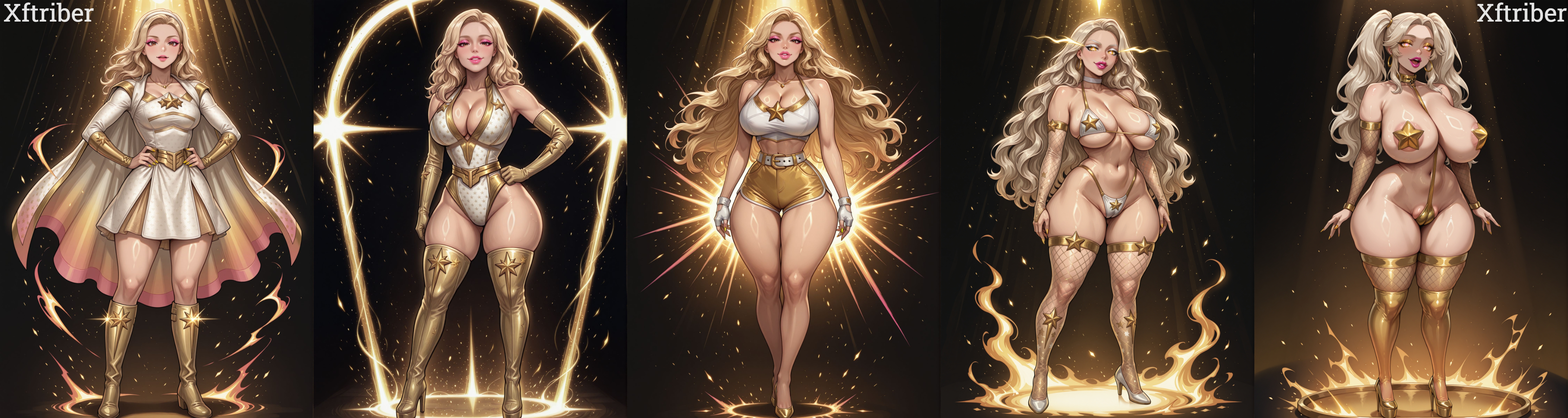 1girl, 1girls, ai art, ai generated, ai-created, annie january, ass, before and after, big ass, big lips, bikini, bimbo, bimbo body, bimbo lips, bimbofication, bimbofication sequence, bimbofied, bimboslut, bimbotransformation, blonde female, blonde hair, brain drain, breasts, brown eyes, cameltoe, cape, choker, collar, corrupted, corruption, crop top, curvy female, curvy figure, earings, erin moriarty, eyelashes, eyeshadow, fake breasts, female, female only, fingerless gloves, fishnet armwear, fishnet gloves, fishnet thighhighs, fishnets, full body, gloves, glowing eyes, golden bikini, golden eyes, hair band, heels, heroine, high heel boots, high heels, hoop earrings, hot pink lipstick, huge ass, huge breasts, hypnosis, hypnotized, intelligence loss, iq loss, large breasts, leotard, light skin, light-skinned female, lipstick, long hair, makeup, micro bikini, mind break, mind control, nail polish, pasties, pink lips, pink lipstick, platinum blonde hair, prostitute, prostitution, revealing clothes, seductive, sequence, sexy, sexy woman, short shorts, shorts, skirt, slave, slave collar, sling bikini, slingshot bikini, slingshot swimsuit, smile, star pasties, starlight (the boys), submissive, submissive female, suit, superhero, superhero costume, superheroine, the boys, thong, thong bikini, transformation, transformation sequence, twintails, very long hair, wavy hair, white bikini, xftriber, yellow eyes, yellow nails, young, younger female