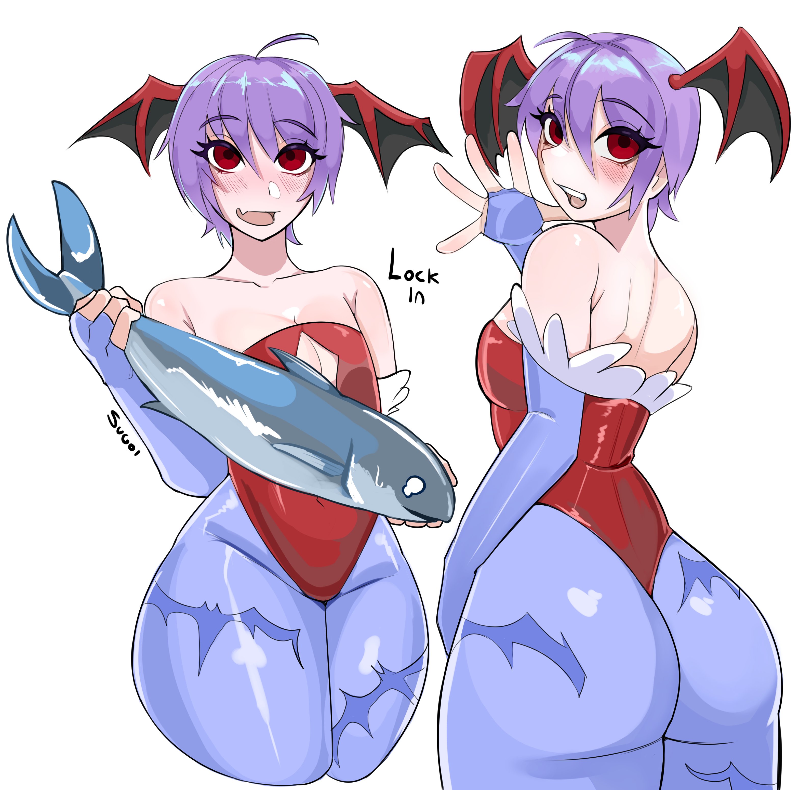 big ass, darkstalkers, flat chest, lilith aensland, succubus, sugoiiii , voluptuous female
