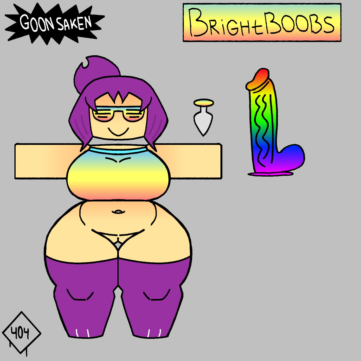 1girls, 2d, 2d (artwork), 2d artwork, anal plug, artist logo, artist signature, ass, ass focus, belly button, big ass, big butt, boobs, bottomless, breasts, bright, bright colors, brighteyes, brighteyes (forsaken), butt, buttocks, buttplug, chubby, chubby female, clothed, clothed female, clothes, dildo, female, female focus, female only, ferman, forsaken (roblox), hair, hand on ass, happy female, looking at viewer, pussy, rainbow, roblox, roblox game, robloxian, sex toy, smooth skin, stomach, thick, thick ass, thick butt, thick thighs, thighhighs, thighs, vagina, voluptuous, voluptuous female, woman, women, yellow body, yellow skin