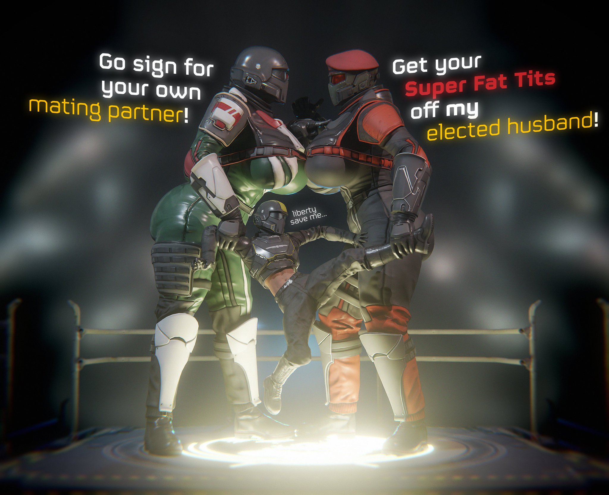 1boy, 2girls, 3d, armor, armored female, arrowhead game studios, ass, ass bigger than head, big ass, big breasts, big d0rk, big thighs, bigger female, breasts, clothing, curvaceous, curvy, curvy figure, dubious consent, dumptruck ass, dumptruck butt, enormous ass, fat ass, female, gigantic ass, height difference, helldiver (helldivers), helldivers, helldivers 2, helmet, hips, huge ass, huge breasts, huge thighs, hyper ass, large ass, large breasts, large thighs, larger female, male, male/female, massive ass, mature, mature female, questionable consent, shorter male, size difference, slim waist, smaller male, straight, taller female, thick, thick hips, thick legs, thick thighs, thighs, voluptuous, waist, wide hips