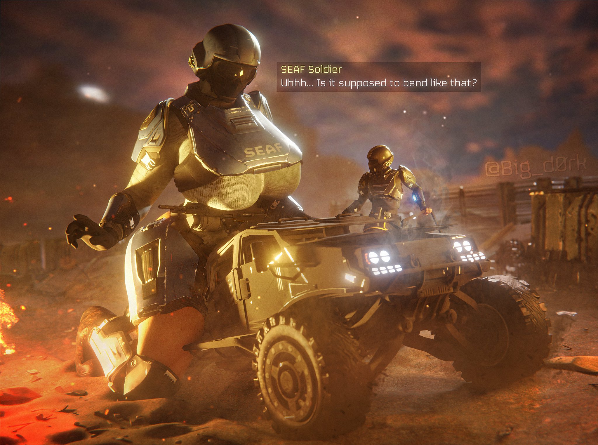 1boy, 1boy1girl, 1girls, 3d, armor, armored female, arrowhead game studios, ass, ass bigger than head, big ass, big breasts, big d0rk, big thighs, bigger female, breasts, clothing, curvaceous, curvy, curvy figure, dumptruck ass, dumptruck butt, enormous ass, fat ass, female, gigantic ass, height difference, helldiver (helldivers), helldivers, helldivers 2, helmet, hips, huge ass, huge breasts, huge thighs, hyper ass, large ass, large breasts, large thighs, larger female, male, male/female, massive ass, mature, mature female, seaf soldier (helldivers), shorter male, size difference, slim waist, smaller male, straight, taller female, thick, thick hips, thick legs, thick thighs, thighs, voluptuous, waist, wide hips