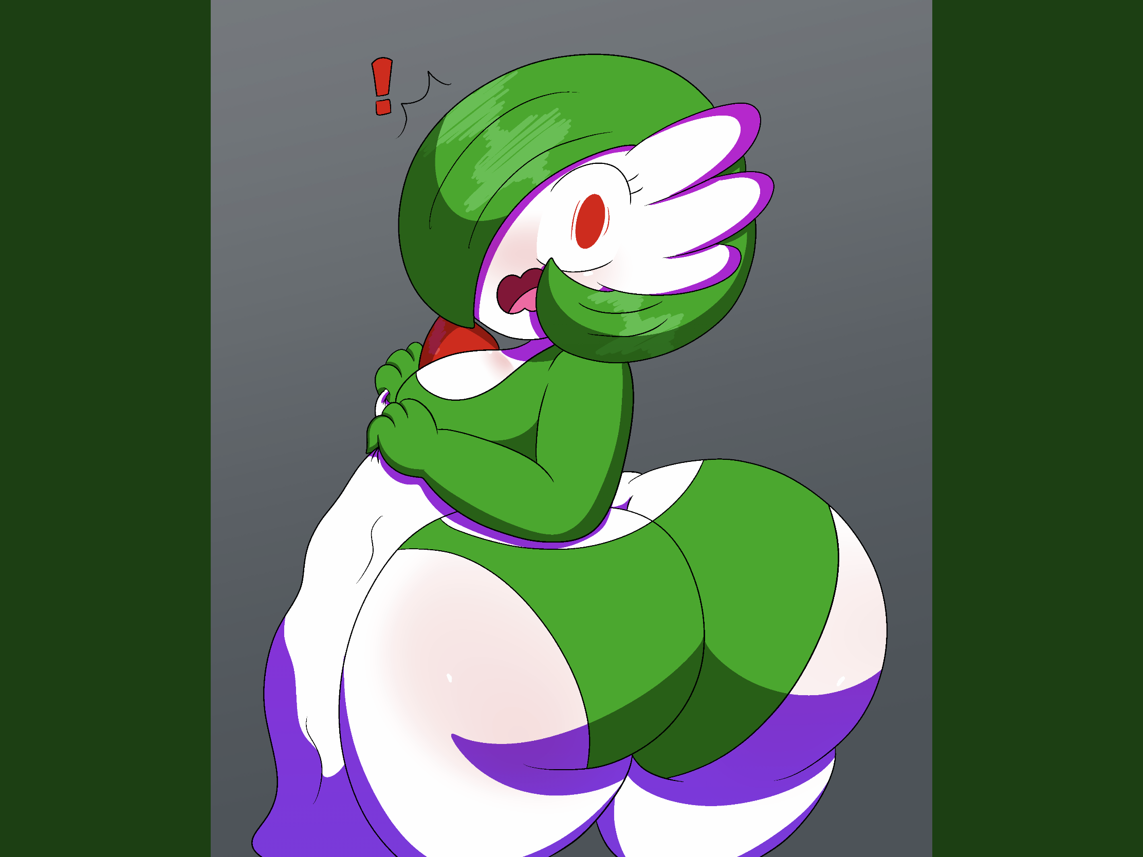 1girls, 3barts, anthro, ass, ass cleavage, ass crack, big ass, big butt, bottom heavy, bottomless, bubble ass, bubble butt, butt crack, female, gardevoir, green panties, horny, huge ass, panties, pokémon (species), pokemon, pokemon (species), shocked, shortstack, thick thighs