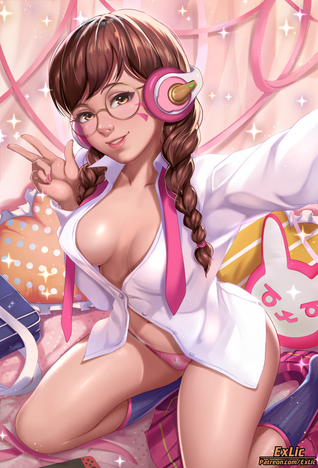 1girls, academy d.va, alternate costume, breasts, d.va, exlic, female, female only, looking at viewer, overwatch, solo