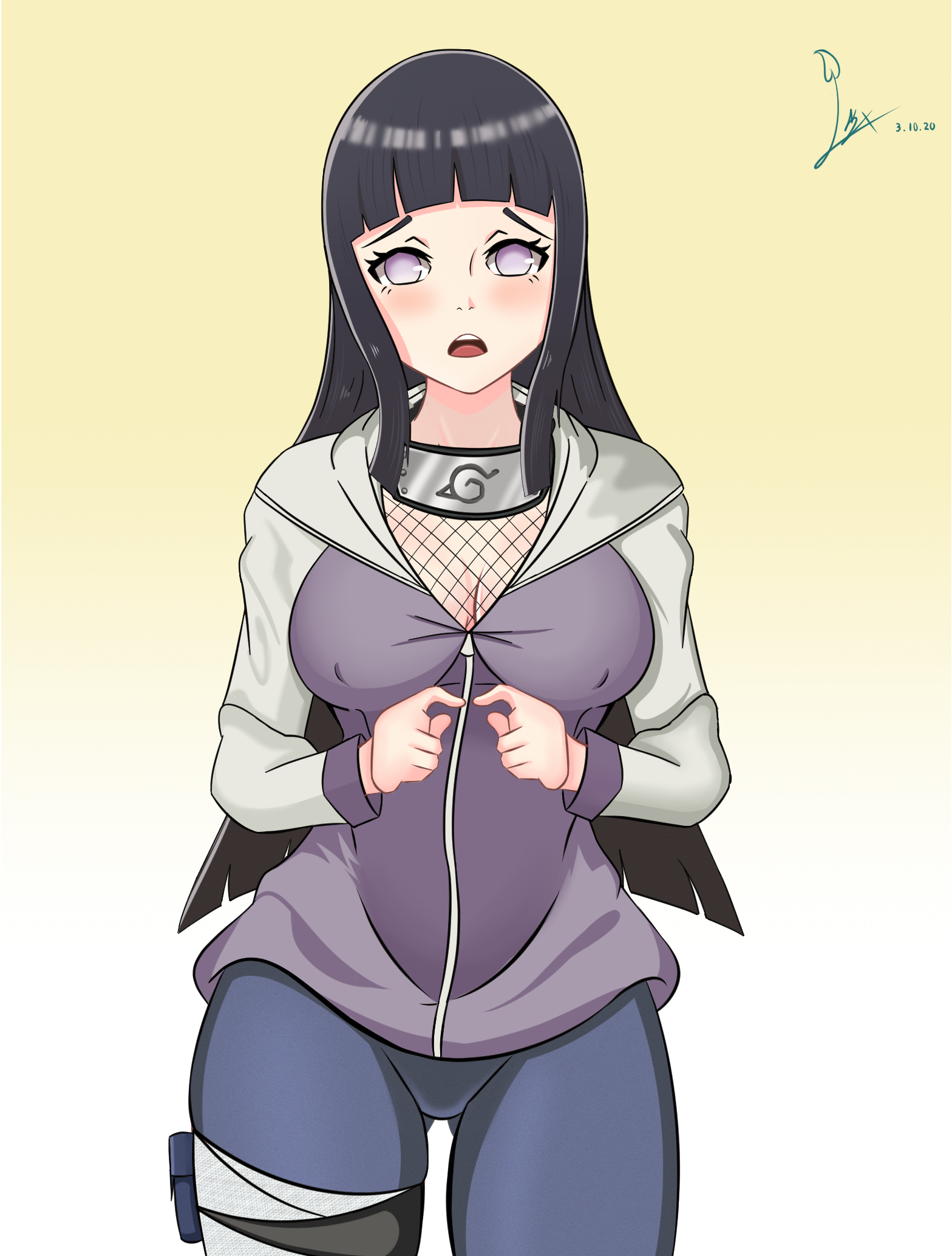 1girls, big breasts, black hair, black-haired female, breasts, female, hyuuga hinata, jacket, laceysx, long hair, naruto, naruto (series), naruto shippuden, ninja, shounen jump, white eyes