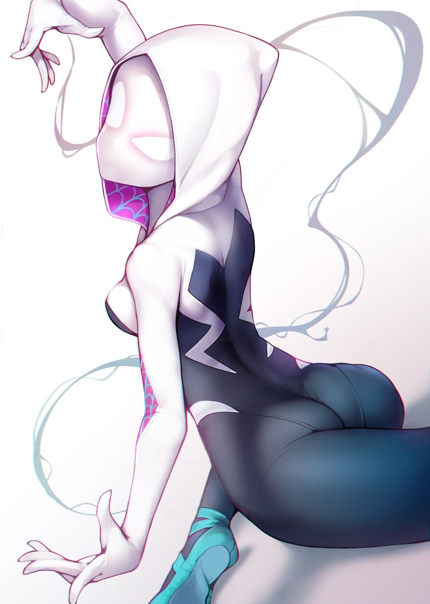 1girls ass ataruman bodysuit clothed_female female female_only fit fit_female gwen_stacy gwen_stacy_(spider-verse) human human_only marvel marvel_comics seductive_look solo solo_female spider-gwen spider-man_(series) tagme tight_clothing