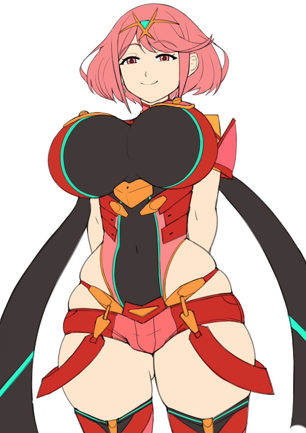 1girls, big breasts, breasts, clothed, female, female only, grey impact, hourglass figure, huge breasts, nintendo, pyra, red hair, skindentation, solo, solo female, thick thighs, top heavy, wide hips, xenoblade (series), xenoblade chronicles 2