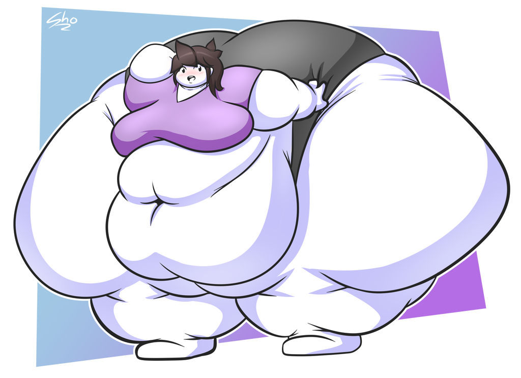 bbw blush breasts breasts breasts brown_hair dot_eyes fat fat_thighs female hips human hyper_ass hyper_butt jaiden jaiden_animations large_ass obese overweight short_pants shy-sho ssbbw thick thick_thighs thighs white_skin wide_hips