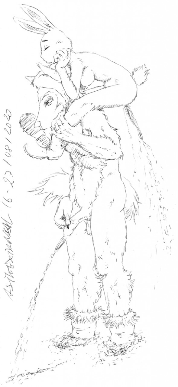 2020 anthro asthexiancal balls beastars black_and_white bodily_fluids boots boots_only breasts canid canine canis carrying closed_eyes clothing countershade_face countershade_torso countershading domestic_rabbit duo dwarf_rabbit female footwear footwear_only fur genital_fluids genitals haru_(beastars) hi_res hiking lagomorph larger_male legoshi_(beastars) leporid looking_down male mammal monochrome mostly_nude nipples nude oryctolagus outside peeing penis piggyback predator/prey rabbit size_difference smaller_female snow straight traditional_media_(artwork) urine watersports wolf