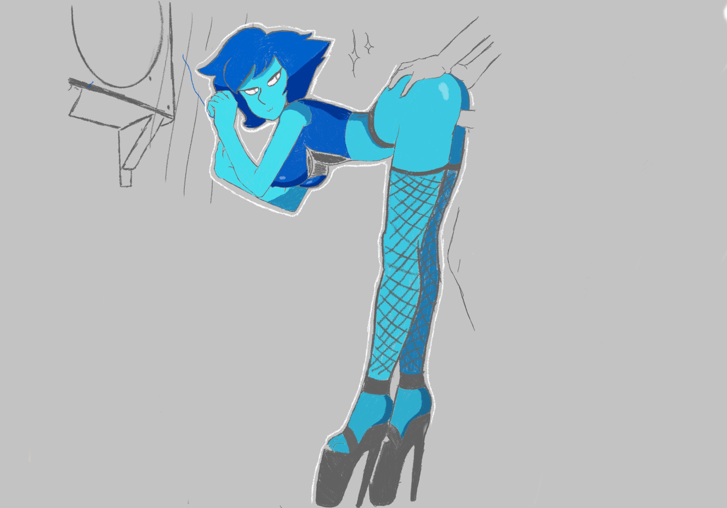 alien/human, ass, bent over, big ass, female, guzmasnat, high heels, lapis lazuli (steven universe), platform heels, sex, steven universe, tagme, xenophilia