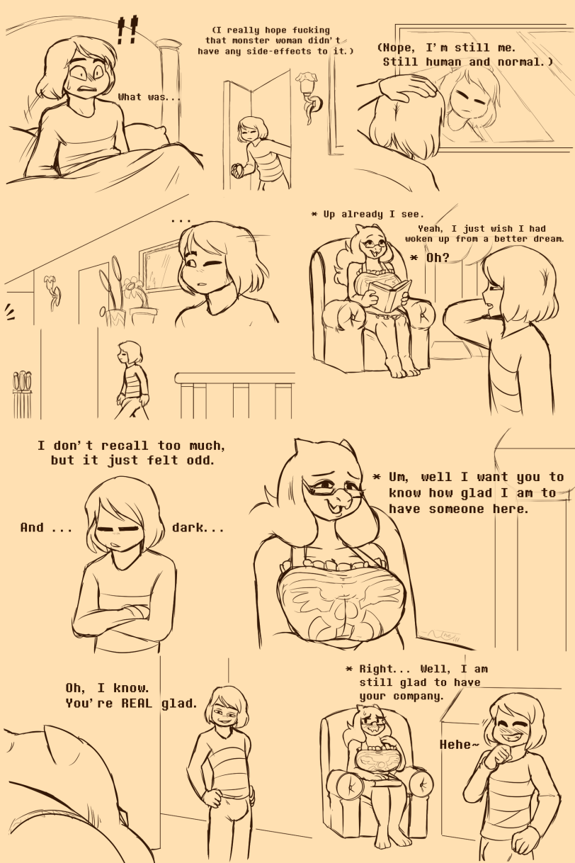 anthro breasts clothed clothing comic english_text female frisk frisky_(under(her)tail) male mirror text thewill toriel tutori_(under(her)tail) under(her)tail undertale undertale_fanfiction