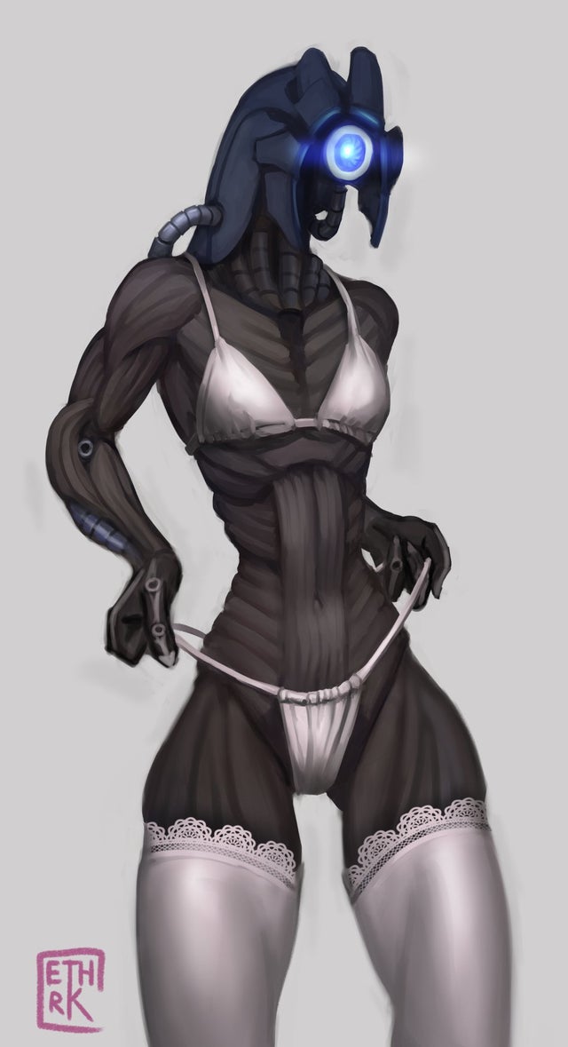 1girls 2020 artist_name artist_signature athletic_female belly_button bra ethrk female flat_chest flat_chested geth grey_background hi_res highres lingerie mass_effect panties robot robot_girl simple_background solo solo_female video_games white_bra white_lingerie white_panties