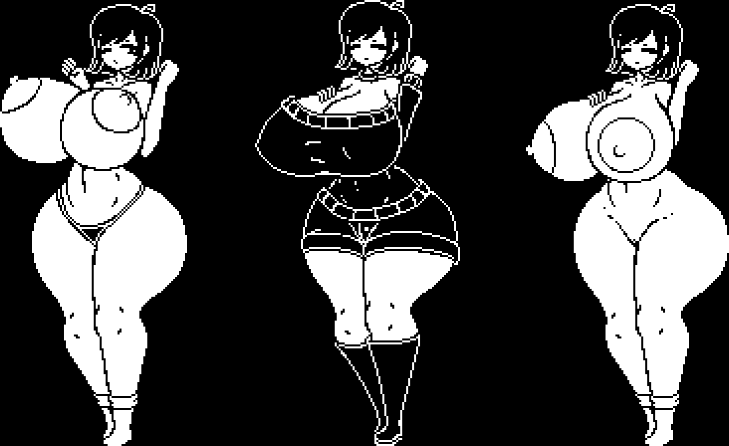 1girls 2d choker female female_only frisk hand_on_breast huge_areolae huge_ass huge_breasts human human_female human_only pixel_art solo the_absolute undertale undertale_(series) video_game video_games