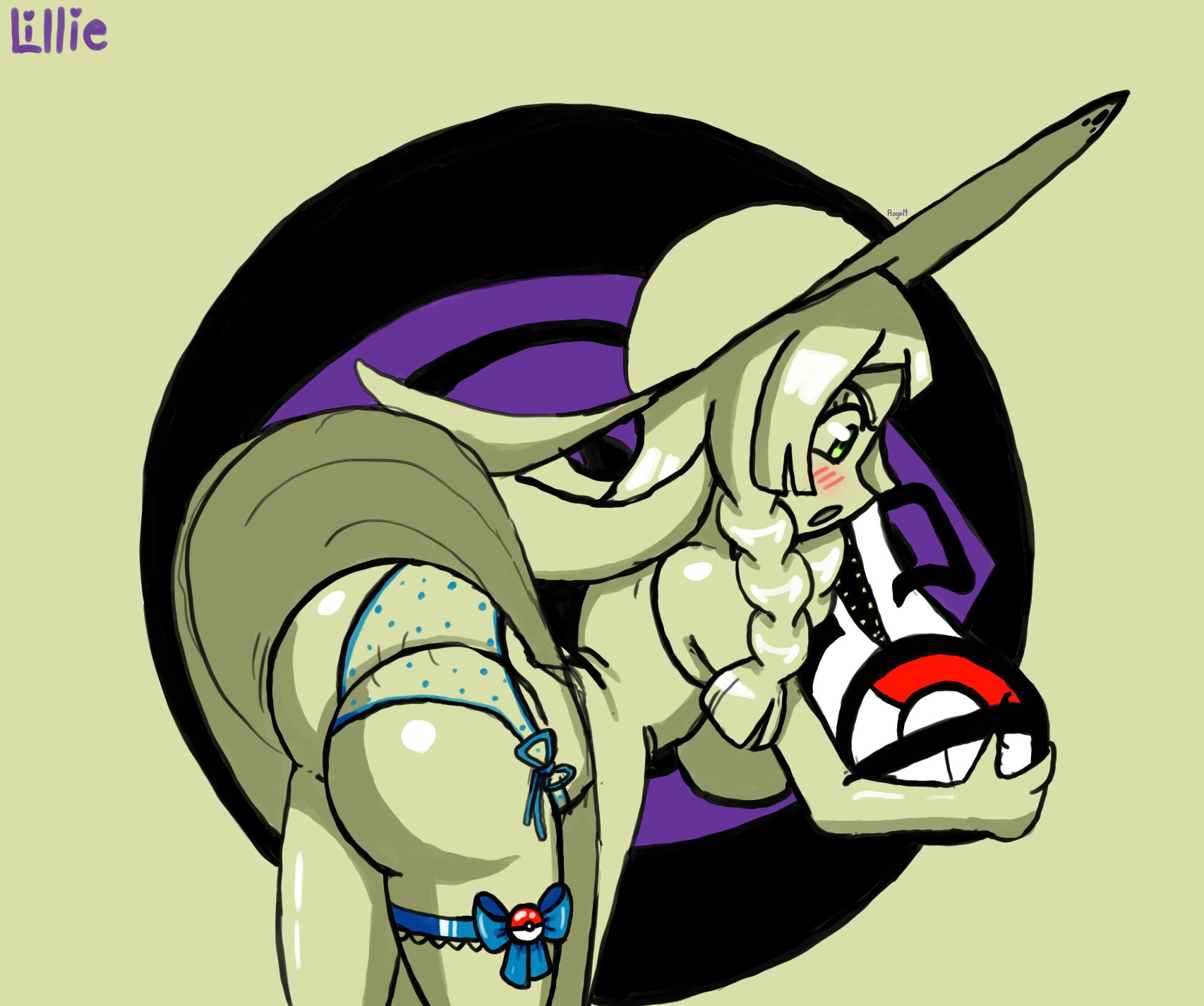 1girls, ass, ass cleavage, ass crack, bag, big ass, big breasts, blush, breasts, bubble ass, bubble butt, butt crack, dress lift, fat ass, female, female only, green eyes, hat, huge ass, large ass, lillie (pokemon), long hair, nintendo, panties, partially colored, pokemon, pokemon sm, ribbon, roga14, sideboob, thick ass, thick thighs, thighs