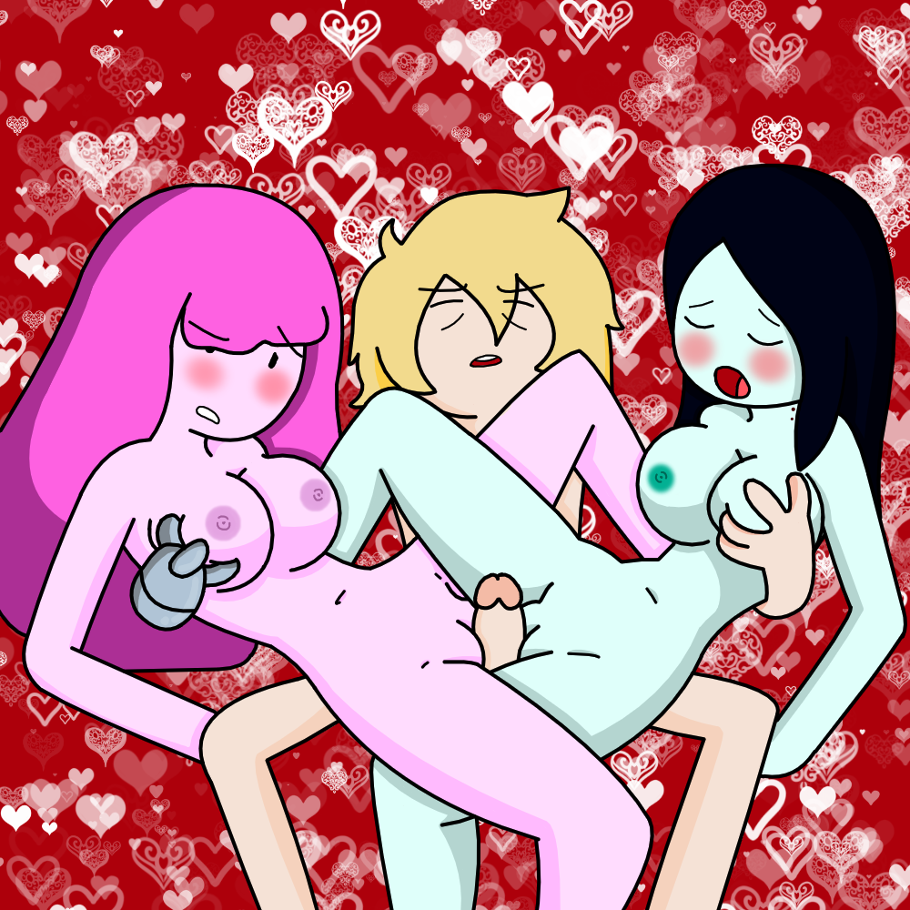 adventure_time breast_grab breasts double_grinding double_tribadism_on_penis finn_the_human marceline princess_bubblegum straight tagme threesome tribadism_on_penis unknown_artist view_facing_male