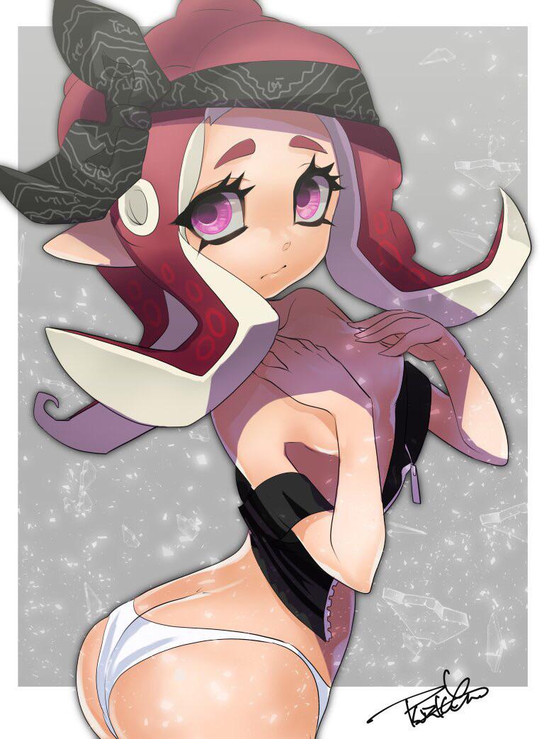 ass, nintendo, octoling, splatoon, splatoon 2, tentacle, tentacle hair, zeicomi