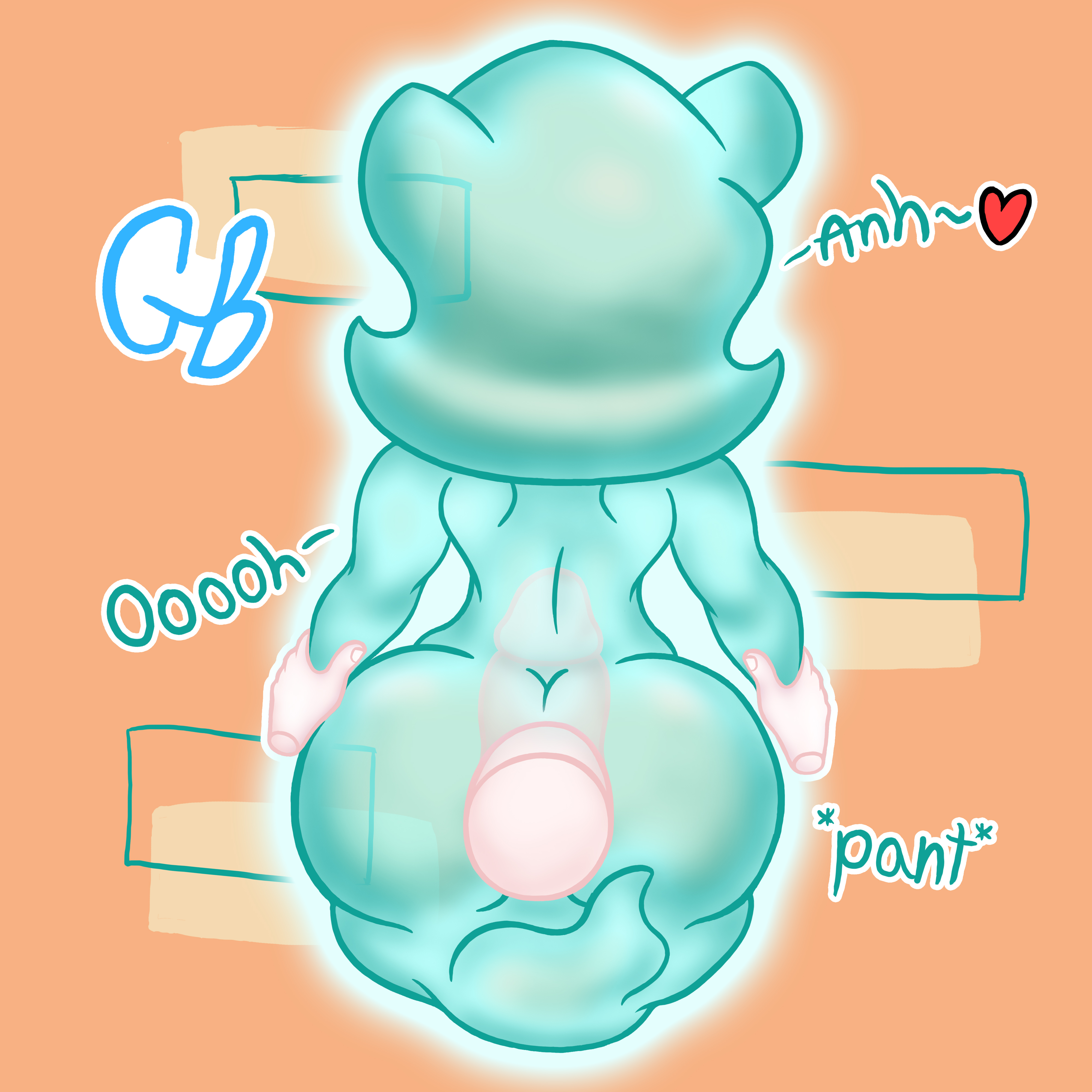 anal, anal penetration, anal sex, ass, ass crack, ass focus, back view, blue hair, blue skin, bubble ass, bubble butt, butt crack, female, female focus, from behind, from behind position, gamebuddy105, ghost, happylikeawall, male, no balls, no bra, no nipples, no panties, nude, nude female, penis, see-through, text, youtube, youtuber