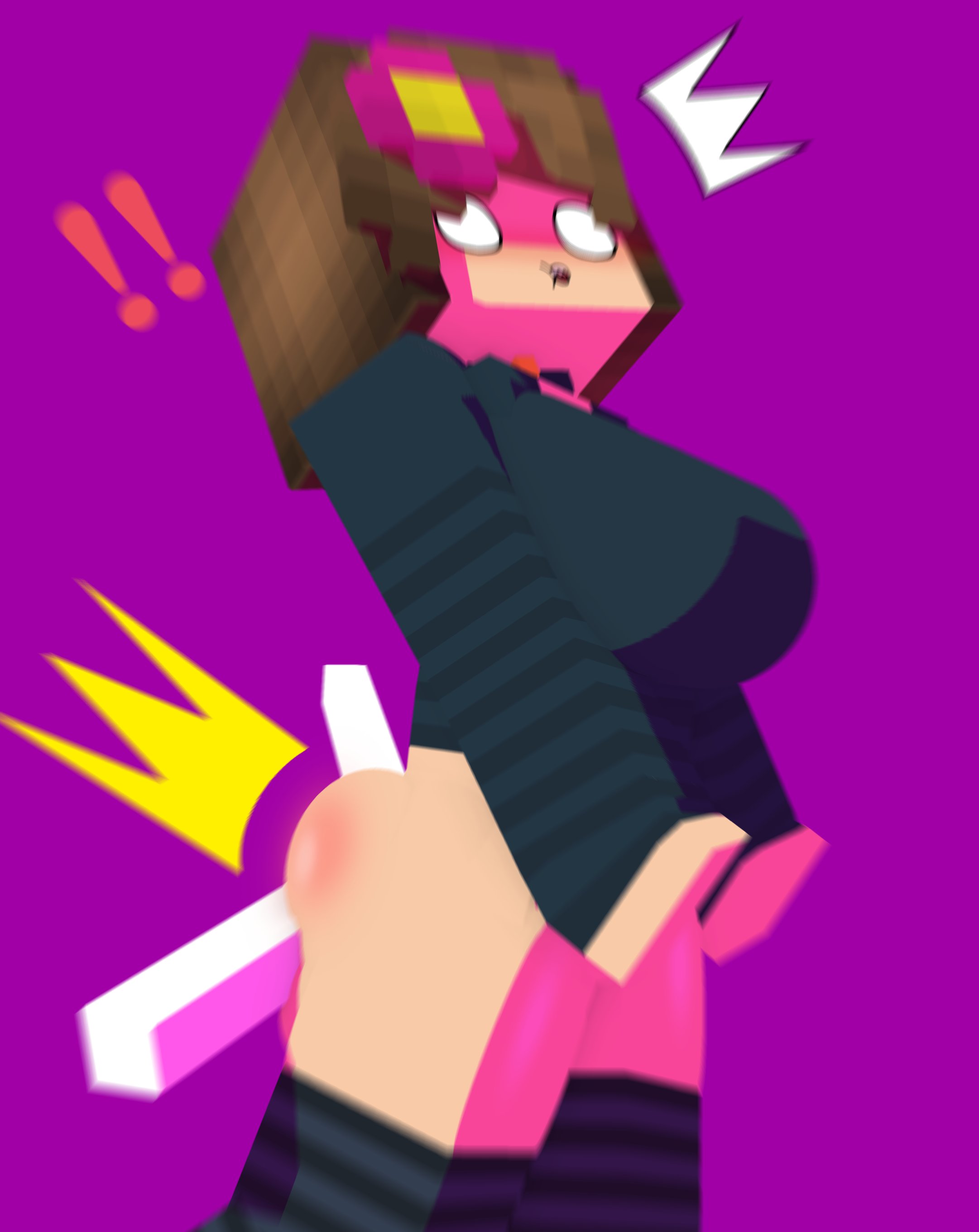 1girls, 3d, ass, brown hair, character, edit, female, female only, horny female, jenny belle (slipperyt), light skin, light-skinned female, mine-imator, minecraft, no panties, pale skin, pale-skinned female, punishment, punishment spanking, sad, simple background, slipperyt, slipperytum, solo, spanking, stockings, tagme